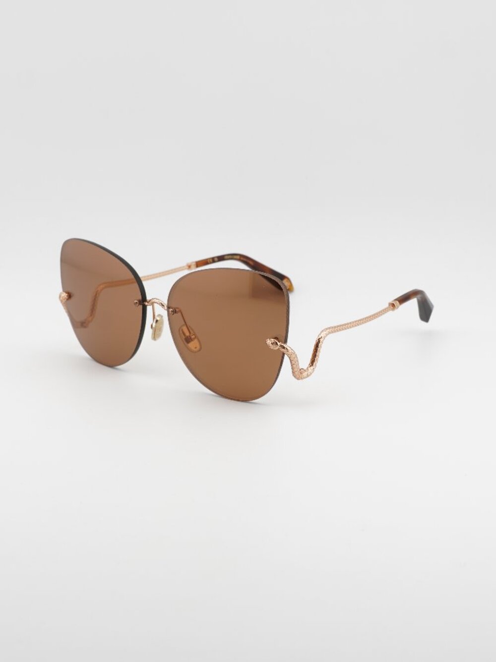 Roberto Cavalli SRC062 8FCX Sunglasses Gold Butterfly Frame, Brown Lenses